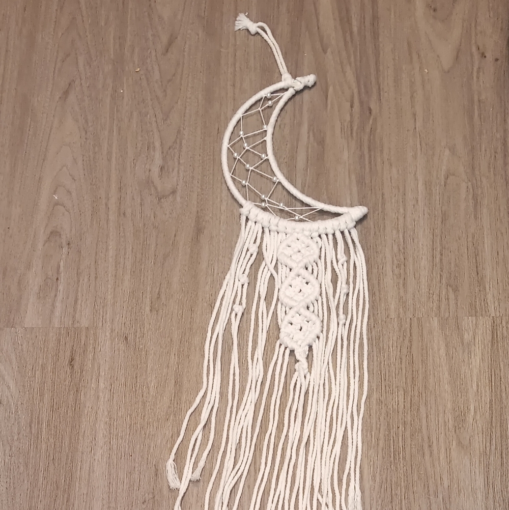 Elegant Cream Crescent Moon Wall Hanging